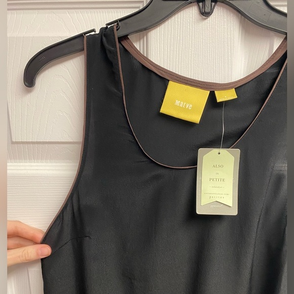 NWT Anthropologie “Maeve” 100% Black/Brown High-Low Tank Size 4 - Picture 2 of 5